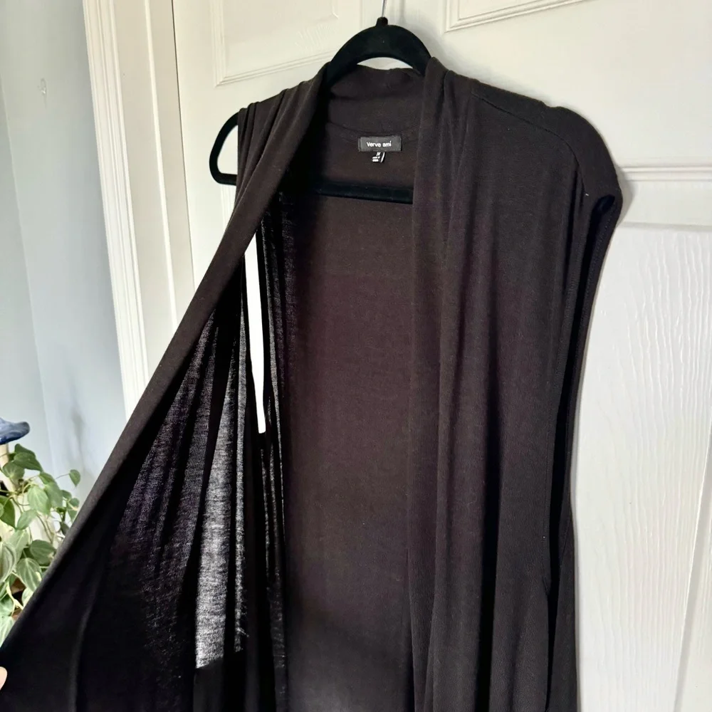 Verve Ami Sleeveless Long Open Cardigan, Black, SIZE 3X, NWT - Picture 5 of 8